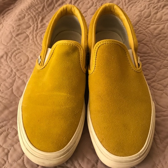 mustard slip on vans